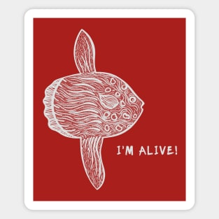 Ocean Sunfish or Common Mola - I'm Alive! - fish design Magnet